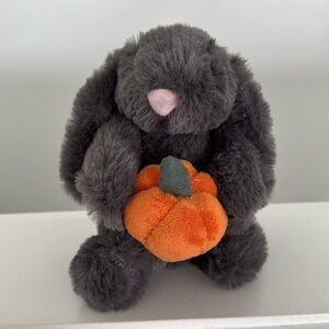 Gray Plush Bunny with Orange Pumpkin